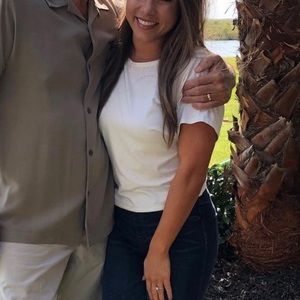 White open twist back short sleeve top S